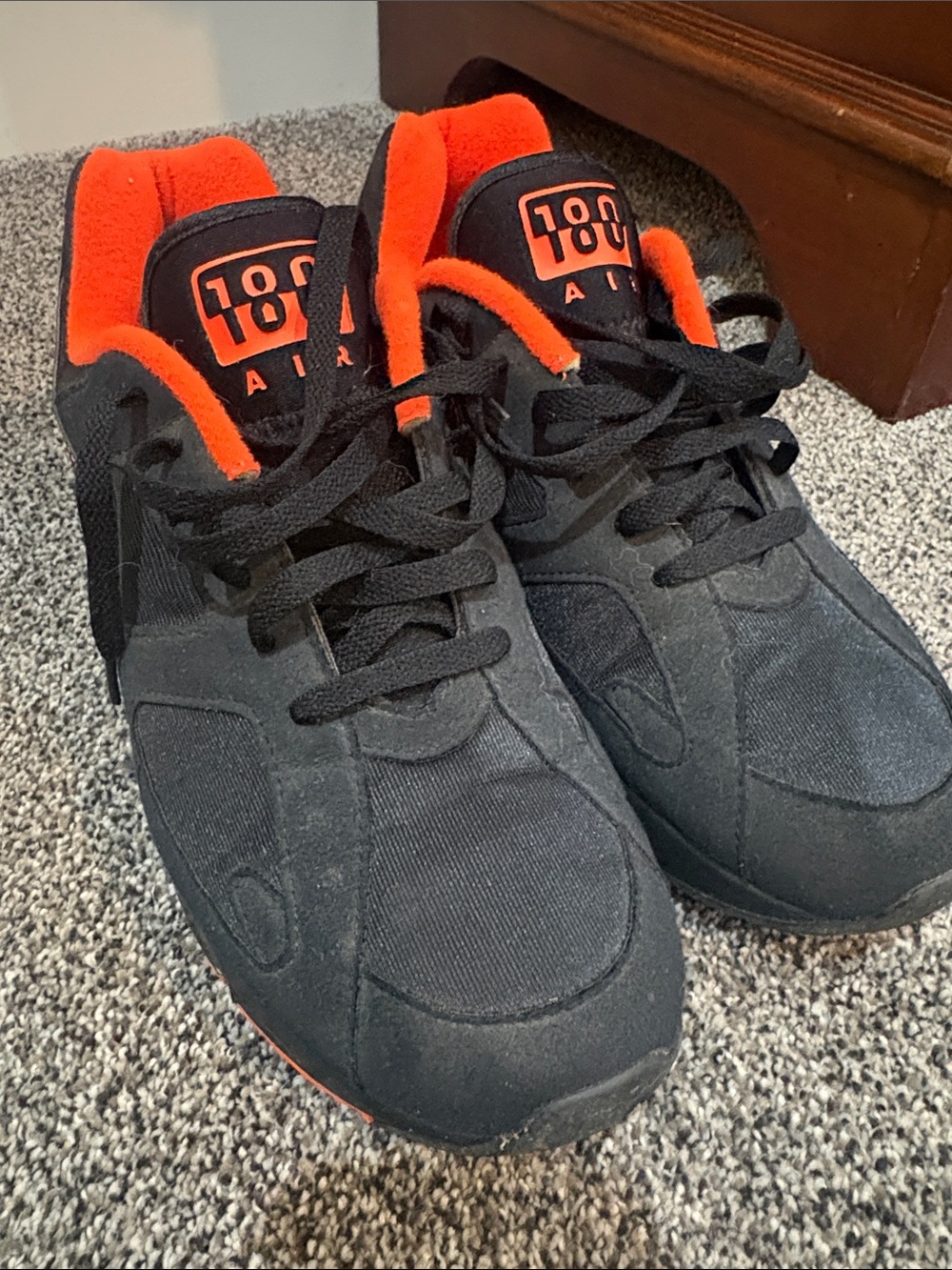 Nike Men's Black and Orange 180 Air Athletic Sneakers